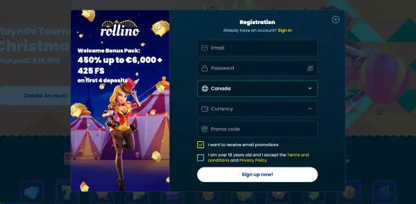 Rolino_Registrati ora e ottieni un bonus del 450%